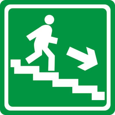 фото Светонакопительный тактильный знак "Путь эвакуации - по лестнице вниз" от Исток-Аудио производство Москва